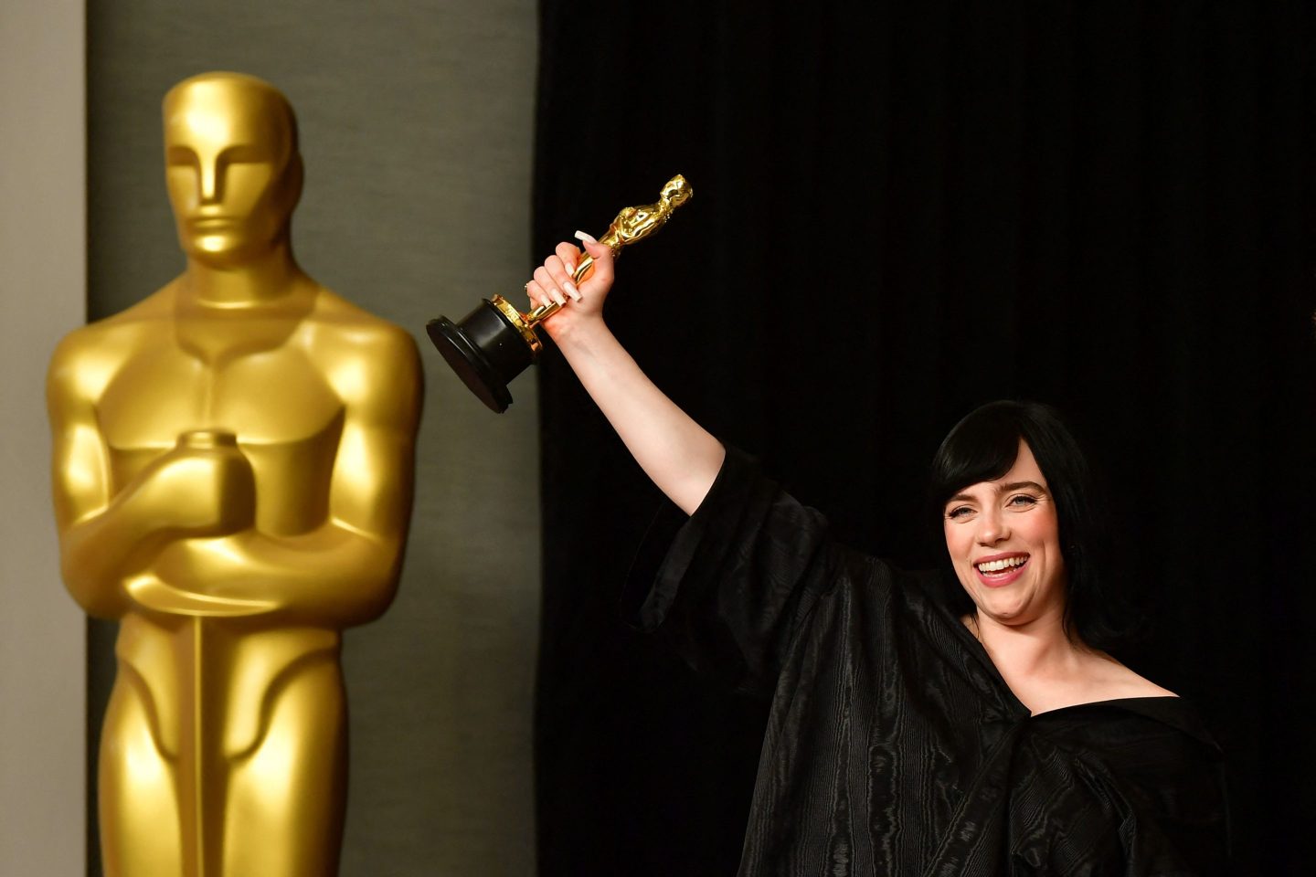 Singer-songwriter Billie Eilishwith the Best Original Song award for "No Time To Die" at last year's Academy Awards