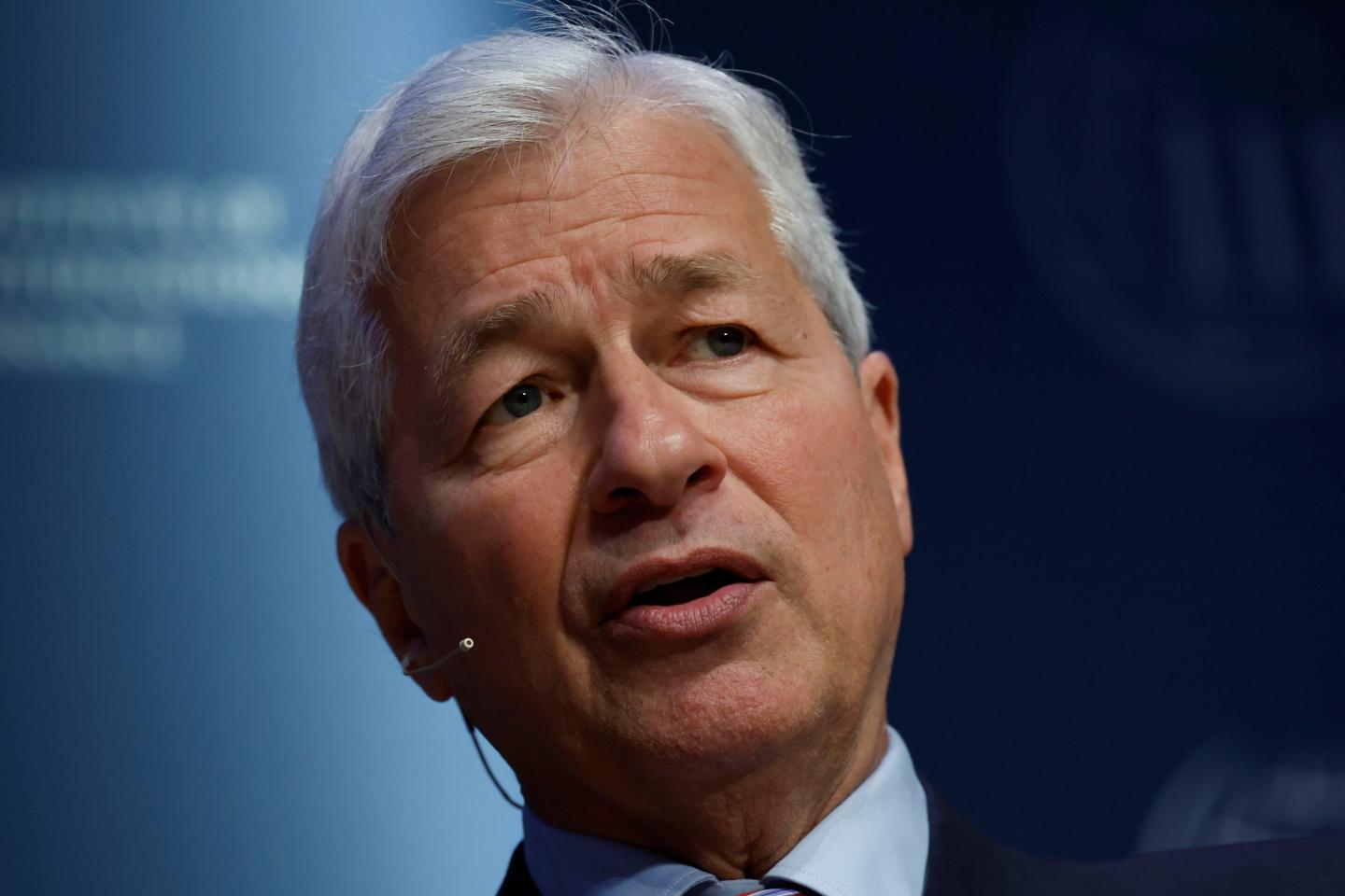 Jamie Dimon, CEO of JPMorgan Chase, speaks during the Institute of International Finance annual membership meeting in Washington, DC.