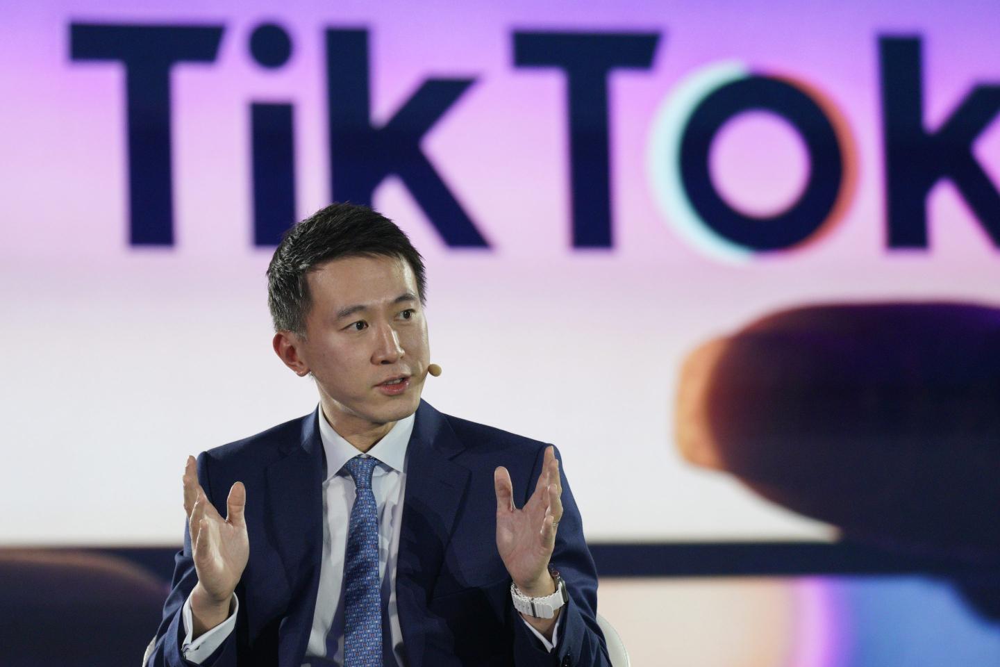 TikTok CEO Shou Zi Chew at the Bloomberg New Economy Forum in Singapore, on Nov. 16, 2022.
