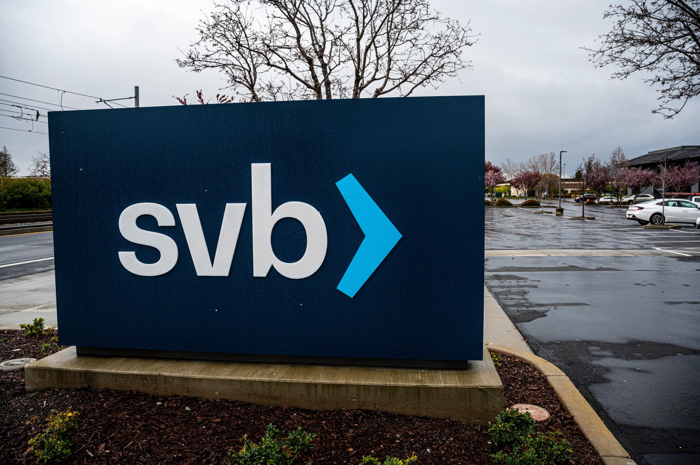 Signage outside Silicon Valley Bank headquarters in Santa Clara, California, US, on Thursday, March 9, 2023. SVB Financial Group bonds are plunging alongside its shares after the company moved to shore up capital after losses on its securities portfolio and a slowdown in funding.