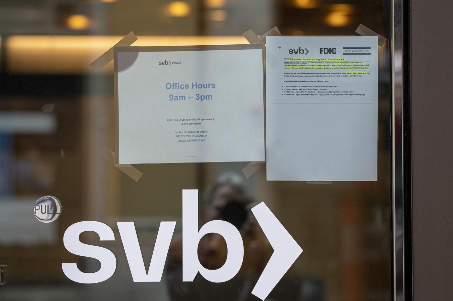 Signage at a Silicon Valley Bank branch in San Francisco, California, US.