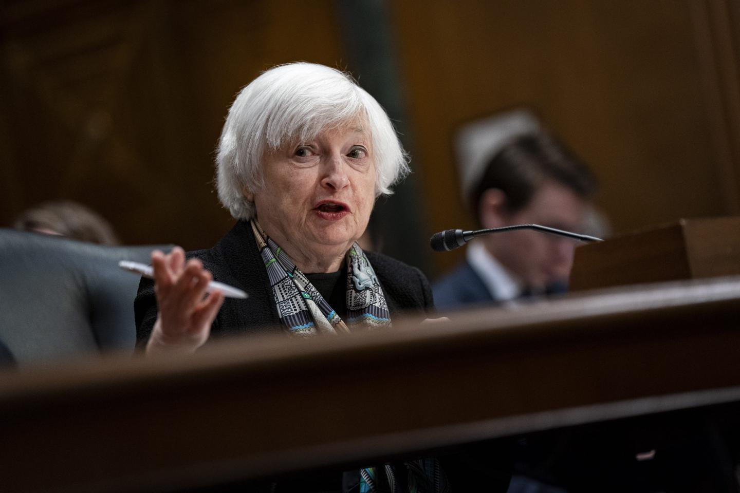Janet Yellen, US Treasury secretary, speaks during a Senate Finance Committee hearing