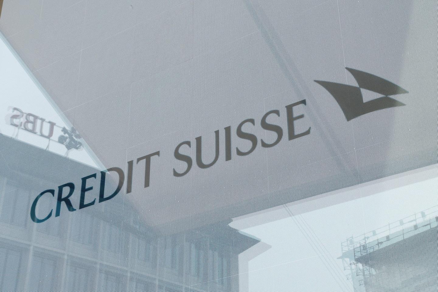 The Credit Suisse logo on a window