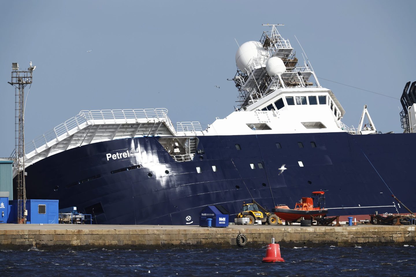 Harrowing photos from the scene show the 3,000-ton ship leaning at a 45-degree angle.
