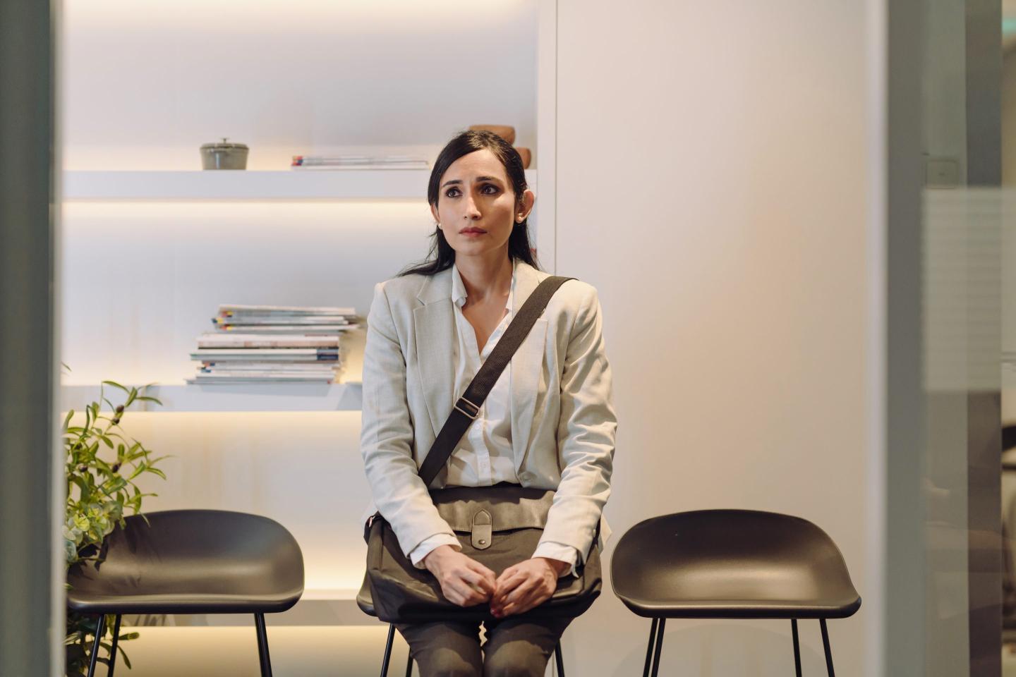 Job candidate waiting in reception