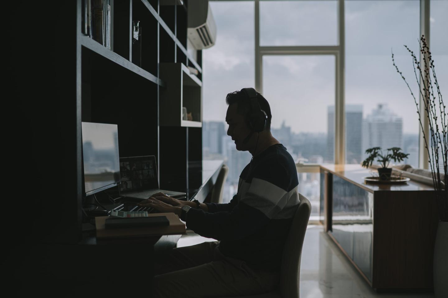 man at desk