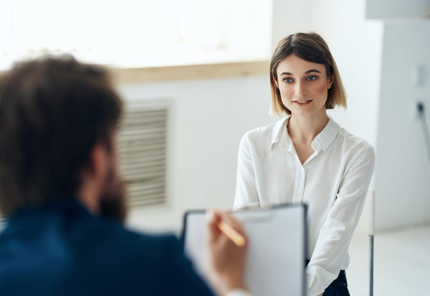 Woman at a job interview