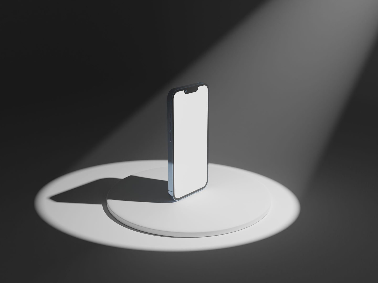 Photo of an iPhone under a spotlight