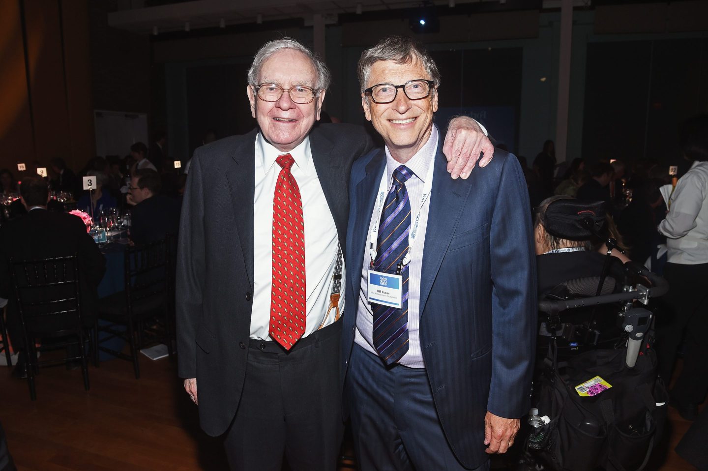 Warren Buffett and Bill Gates at the Forbes 2015 Philanthropy Summit Awards Dinner on June 3, 2015 in New York City.
