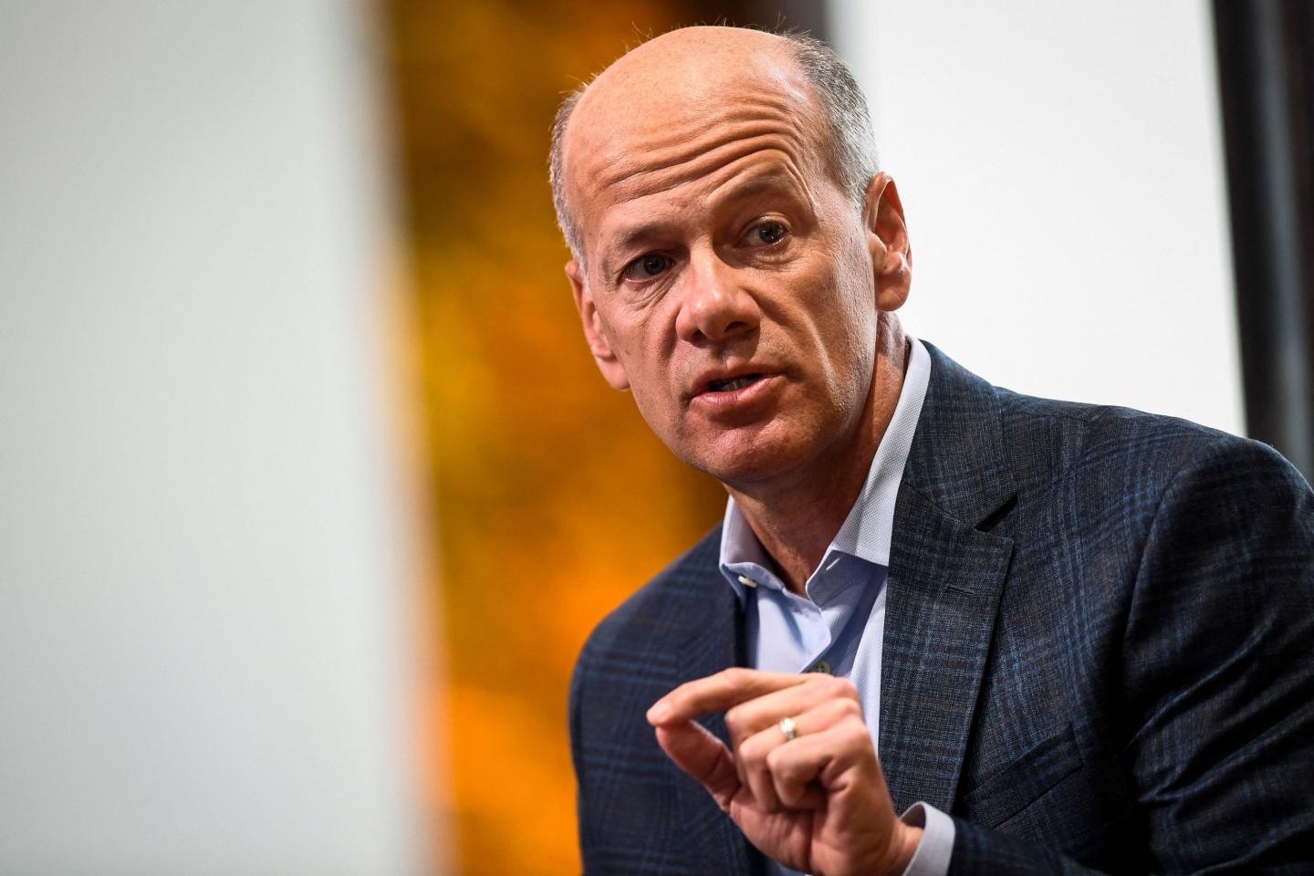 Greg Becker, President and CEO of Silicon Valley Bank (SVB), speaks during the Milken Institute Global Conference on May 3, 2022 in Beverly Hills, California. (Photo by Patrick T. Fallon / AFP) (Photo by PATRICK T. FALLON/AFP via Getty Images)