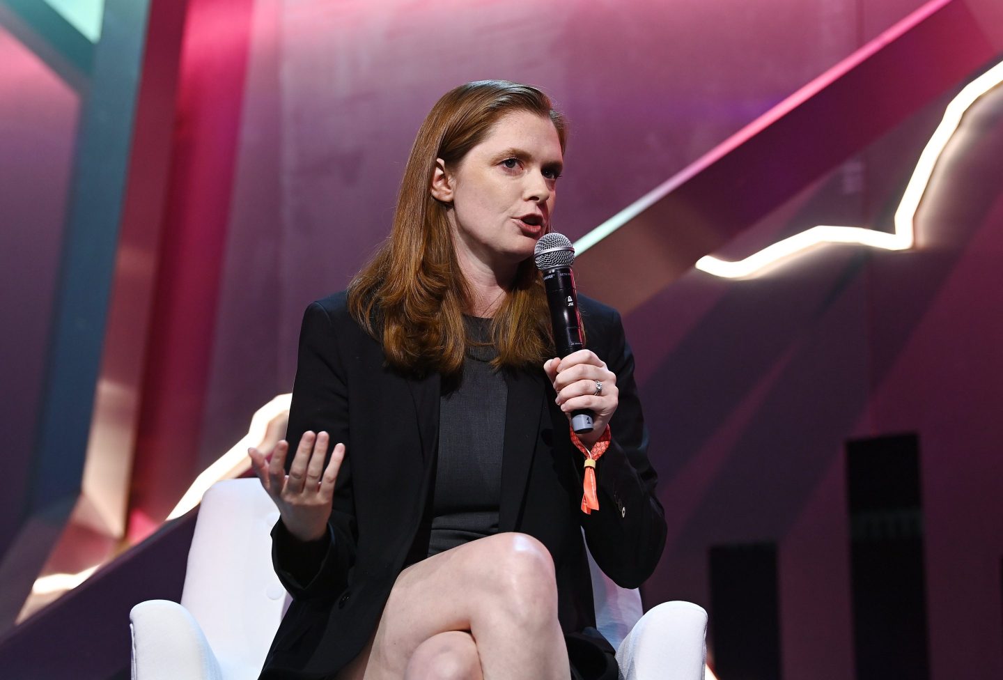 Tezos cofounder Kathleen Breitman speaks at Web Summit 2022 in Lisbon.