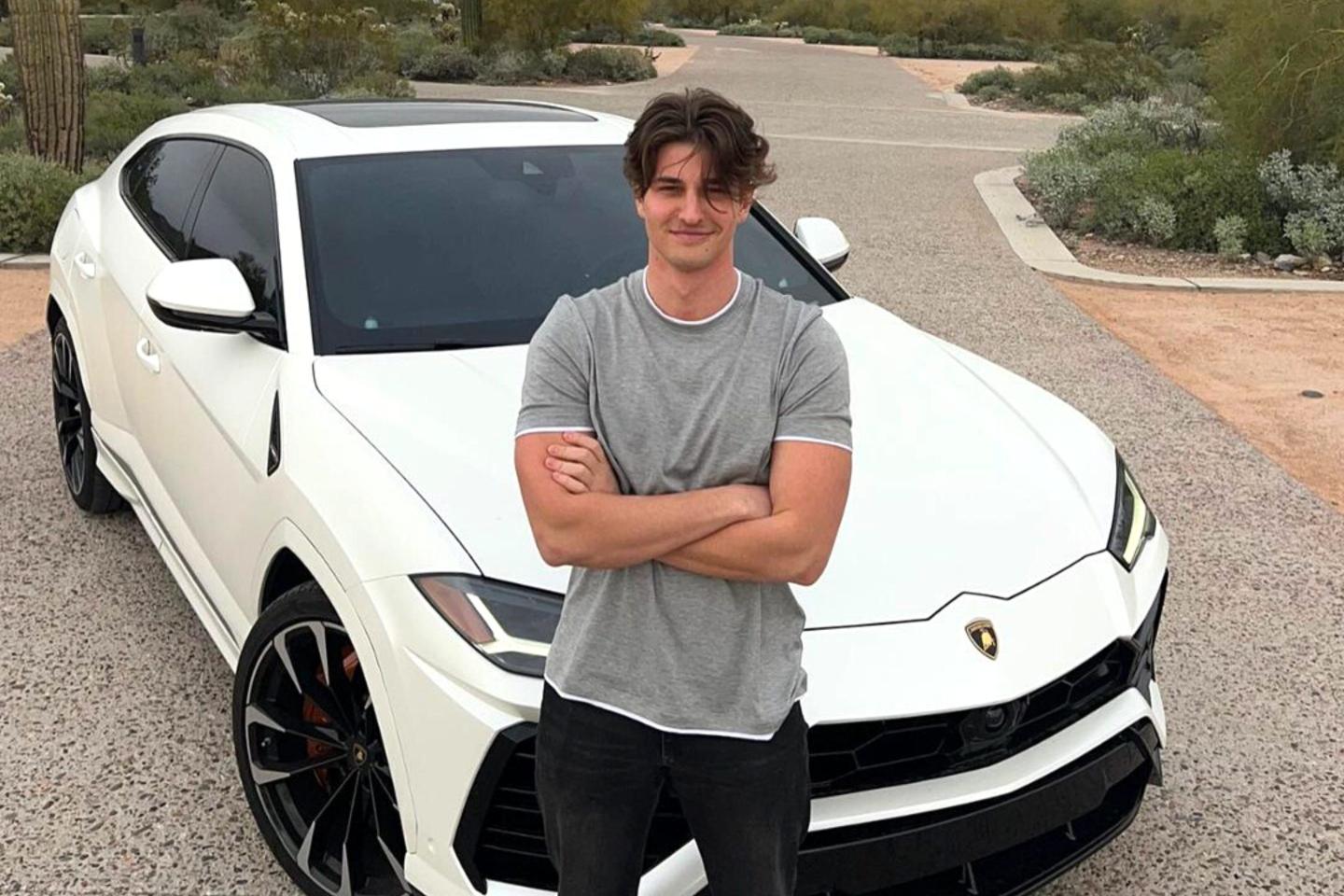 YouTuber Sebastian Ghiorghiu in front of his Lamborghini