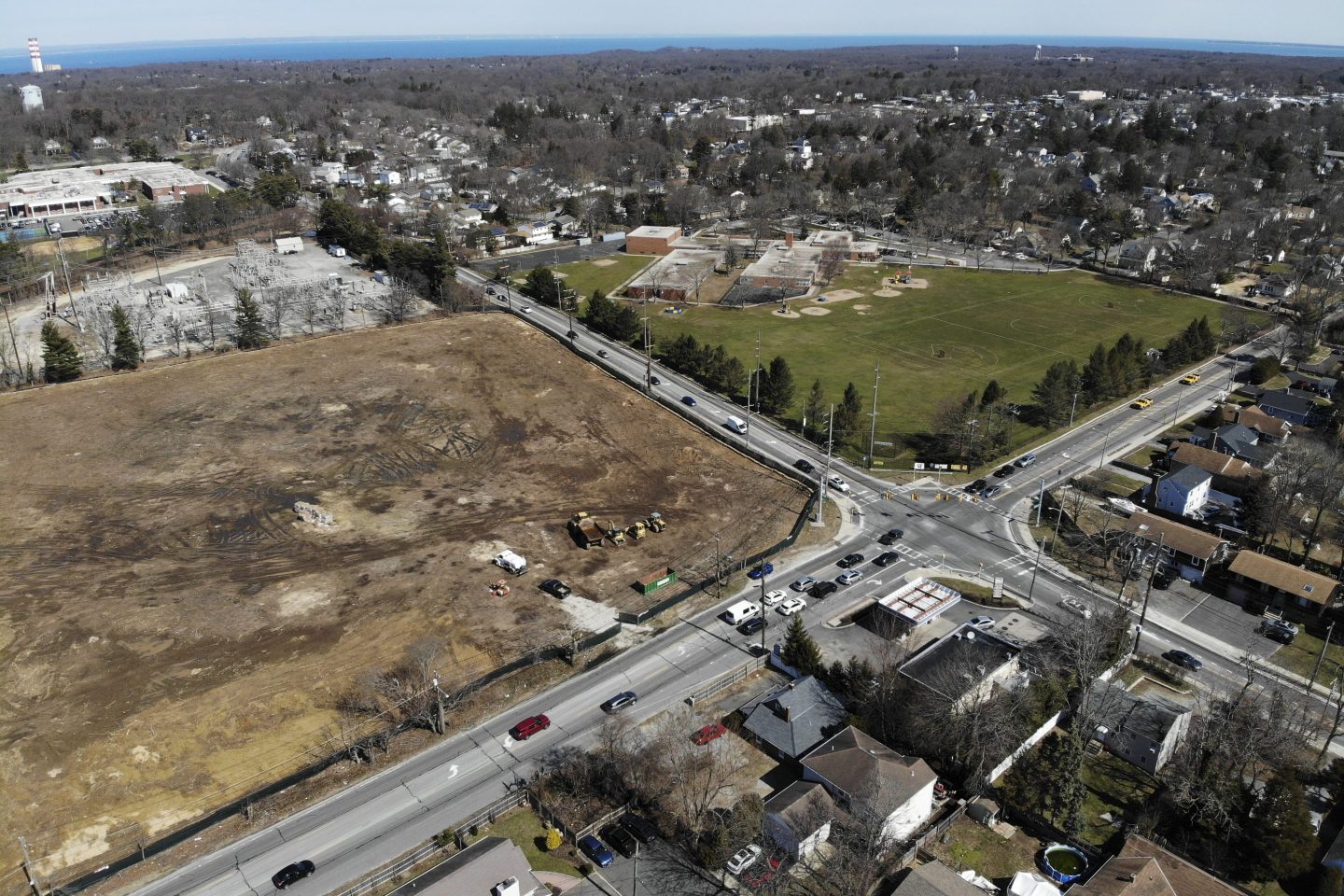A plot of land that is being developed into multifamily housing is seen in East Northport, N.Y., Thursday, March 16, 2023.