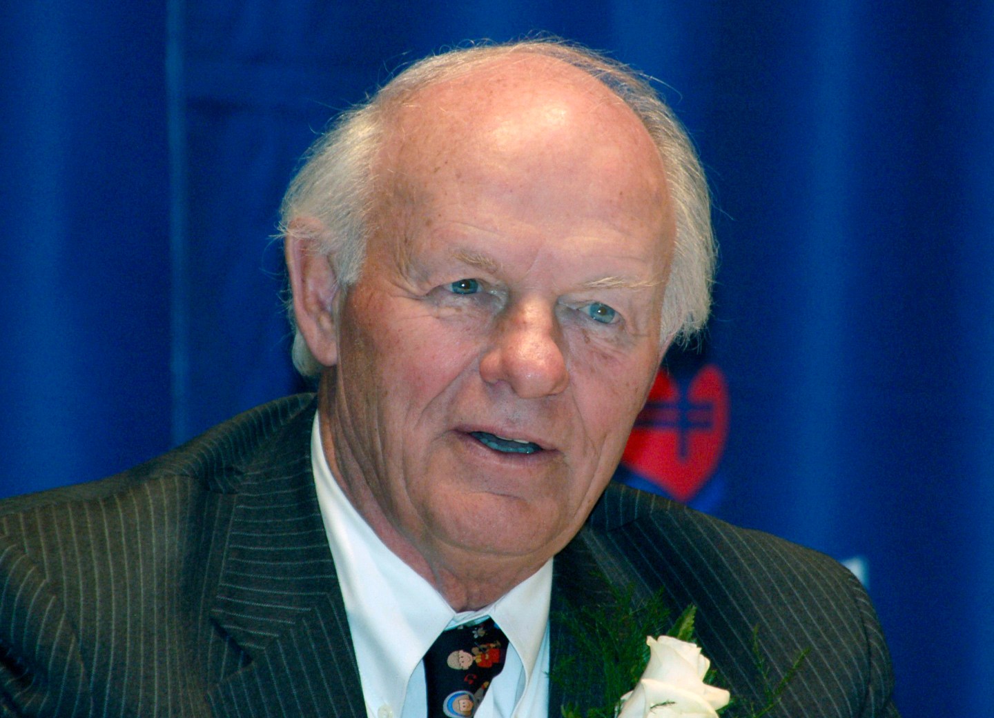 South Dakota philanthropist T. Denny Sanford speaks with reporters, Feb. 3, 2007, in Sioux Falls, S.D.