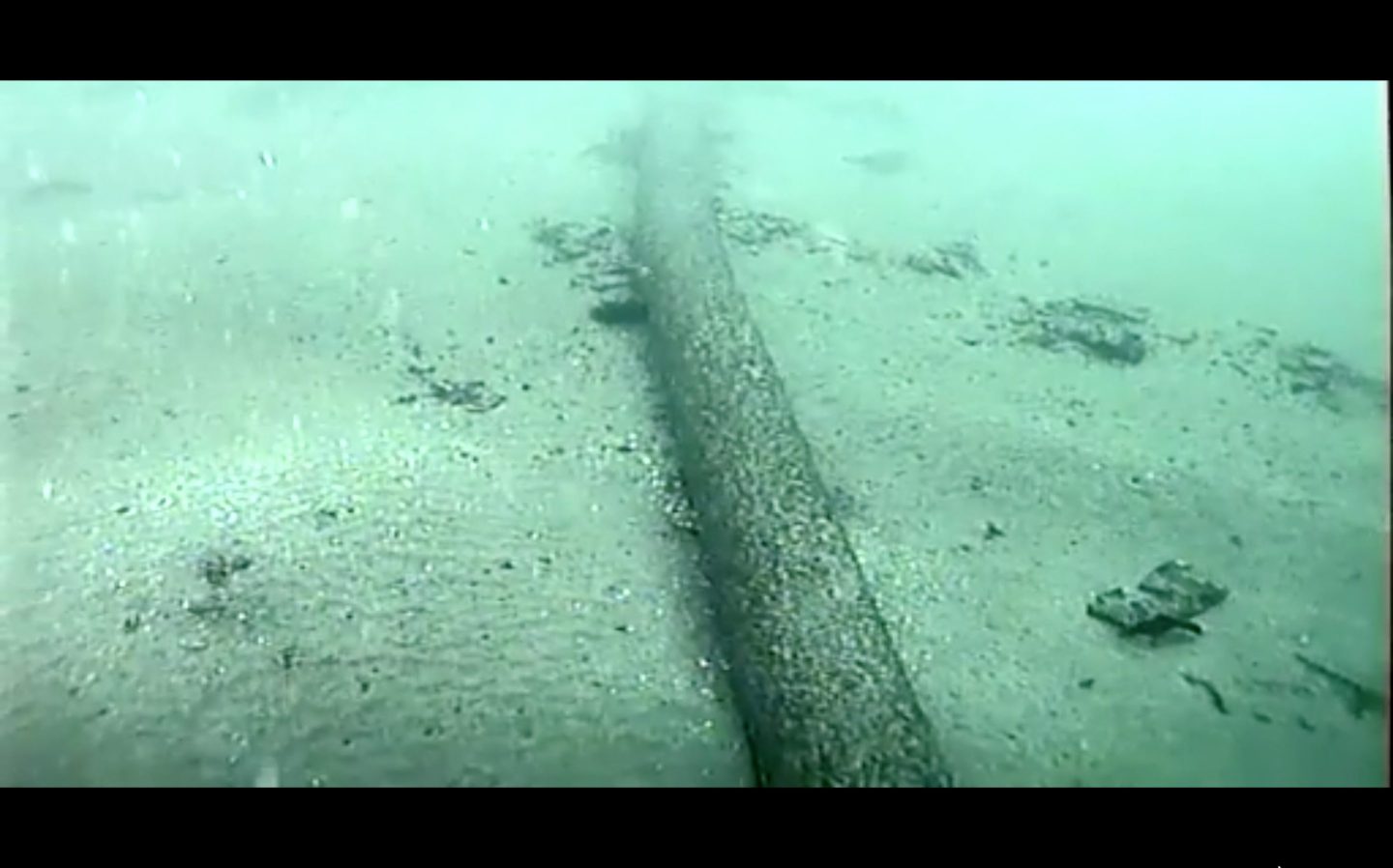This still image from video taken Oct. 4, 2021, and provided by the U.S. Coast Guard shows an underwater pipeline that spilled tens of thousands of gallons of oil off the coast of Orange County, Calif.