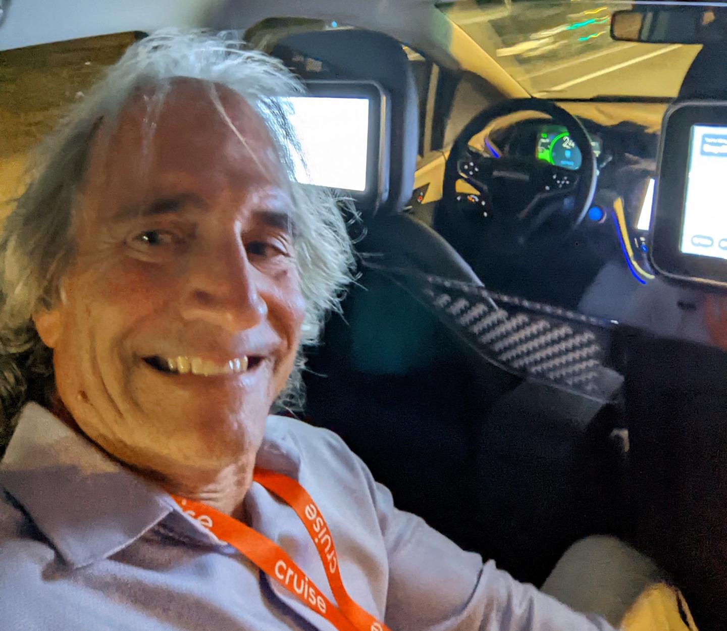 A reporter’s trip in a driverless car named Peaches was a delight until it got confused and stopped in the middle of the street