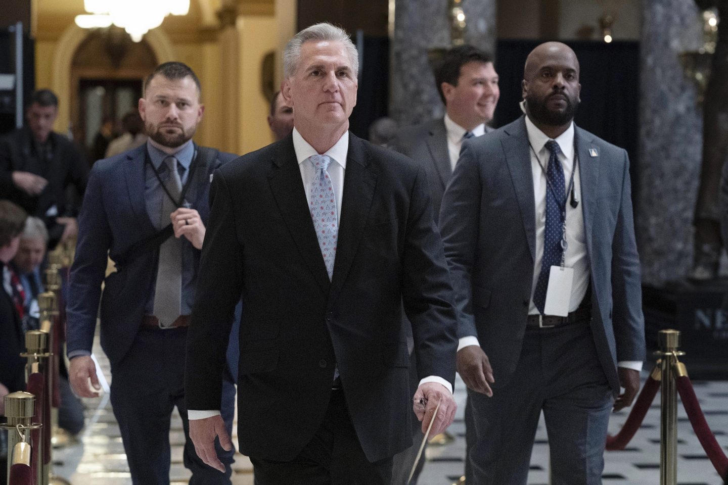 Speaker of the House Kevin McCarthy, R-Calif., walks inside the Capitol in Washington on April 27, 2023.