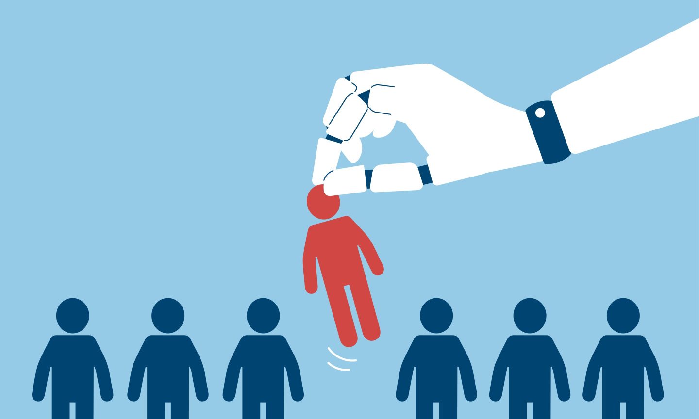 Robot picking employee illustration