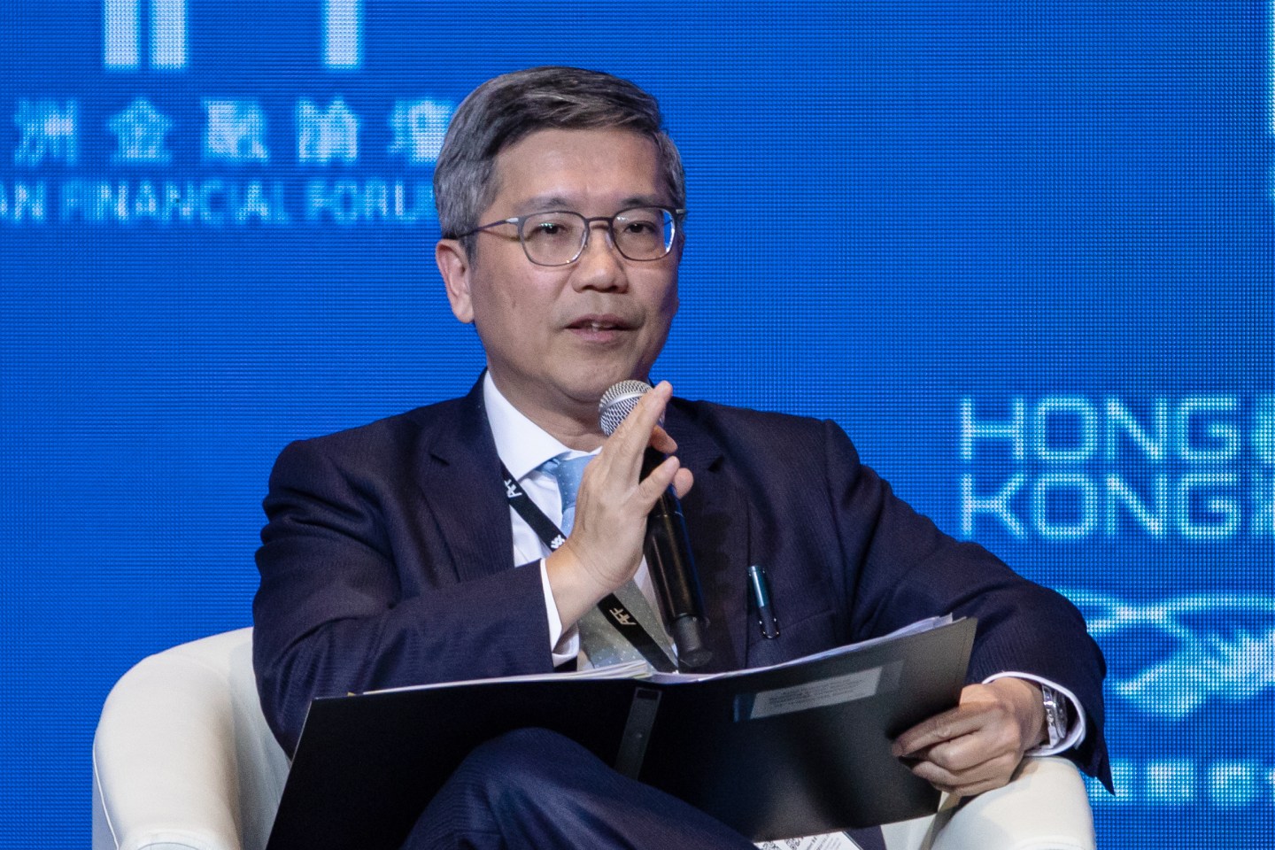 Hong Kong wants banks to serve crypto firms. Above, Arthur Yuen, deputy chief executive officer at the Hong Kong Monetary Authority.