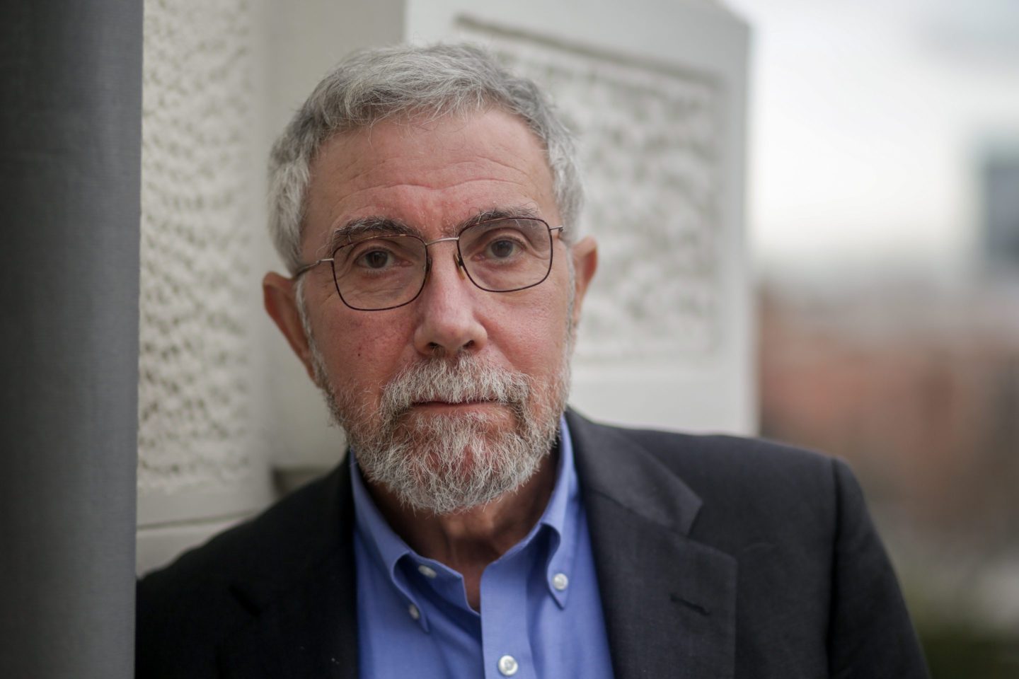 Paul Krugman poses after an interview with Europa Press at the Rafael del Pino Foundation on February 17, 2020 in Madrid, Spain.