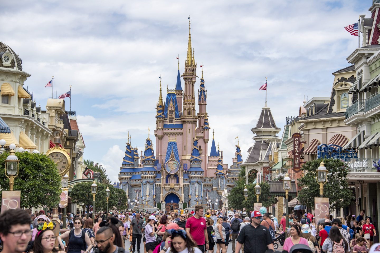 Crowds fill Main Street U.S.A. in the Magic Kingdom at Walt Disney World in Florida
