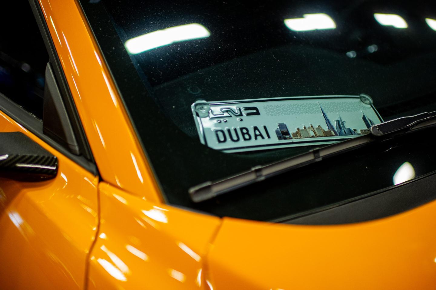 A Dubai license plate seen during the MCM Car Show