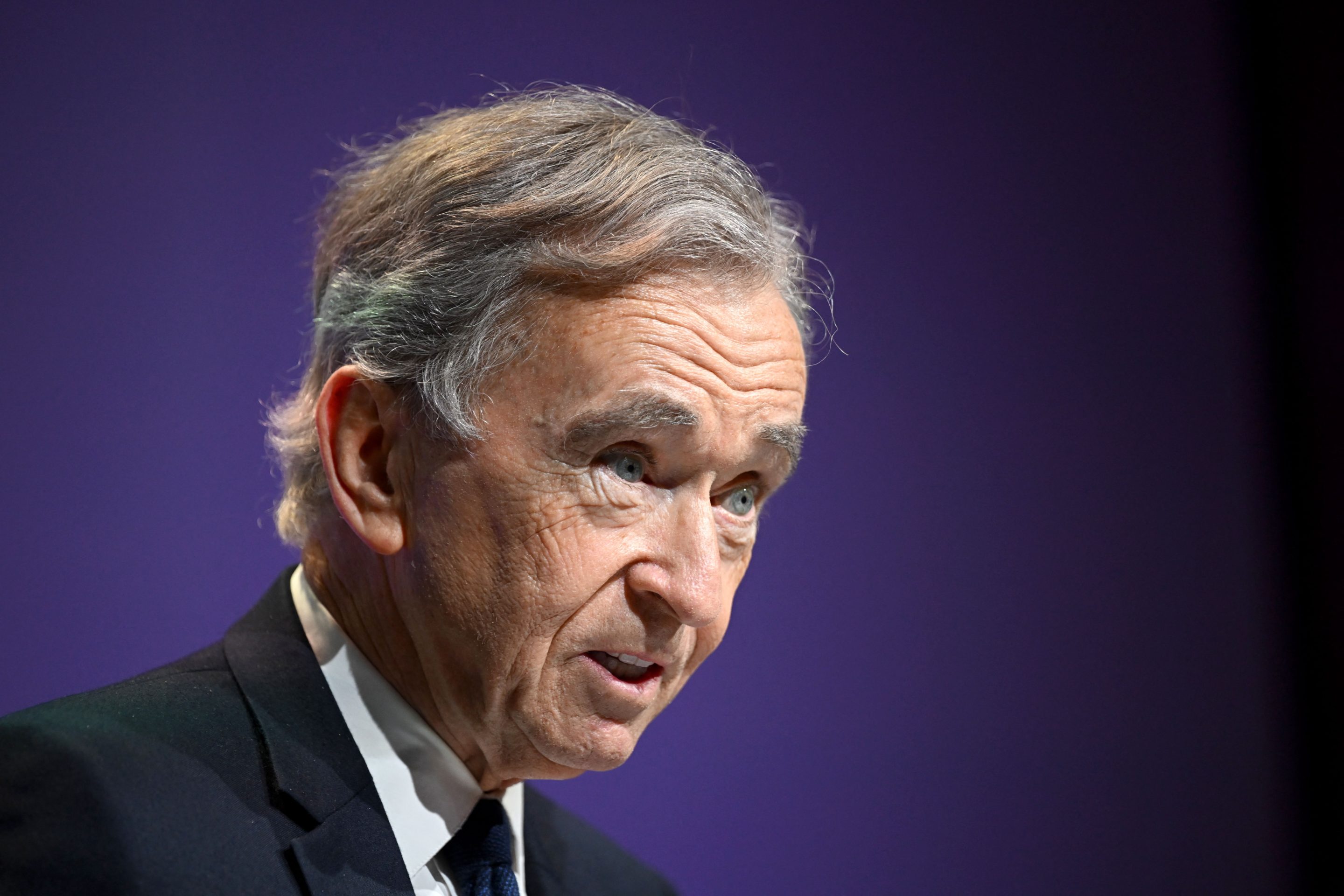 World's top luxury group LVMH head Bernard Arnault presents the group's annual results 2022 in Paris on January 26, 2023.