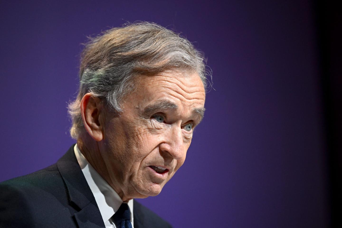 World's top luxury group LVMH head Bernard Arnault presents the group's annual results 2022 in Paris on January 26, 2023.