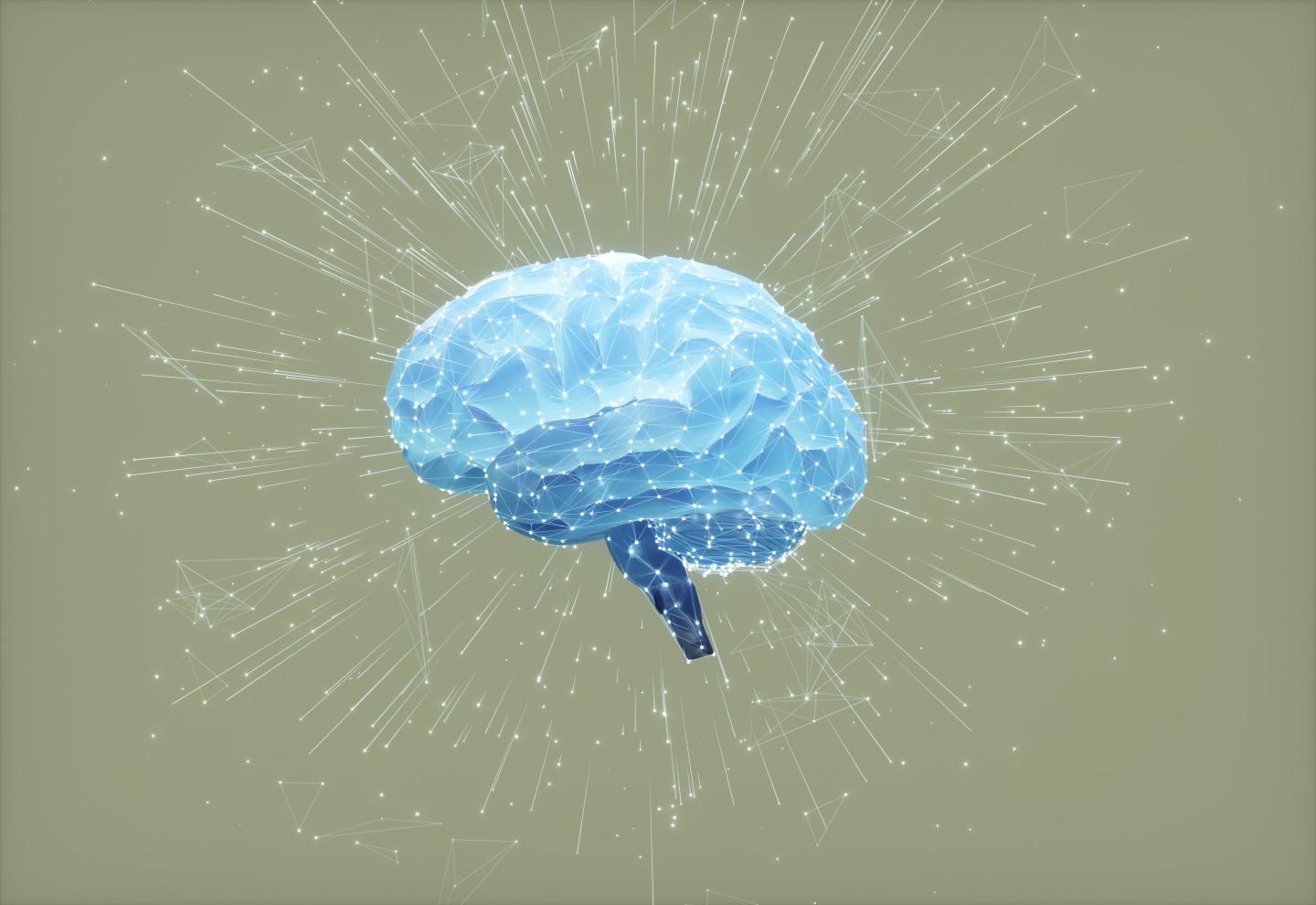 Illustration of a brain exploding with data.