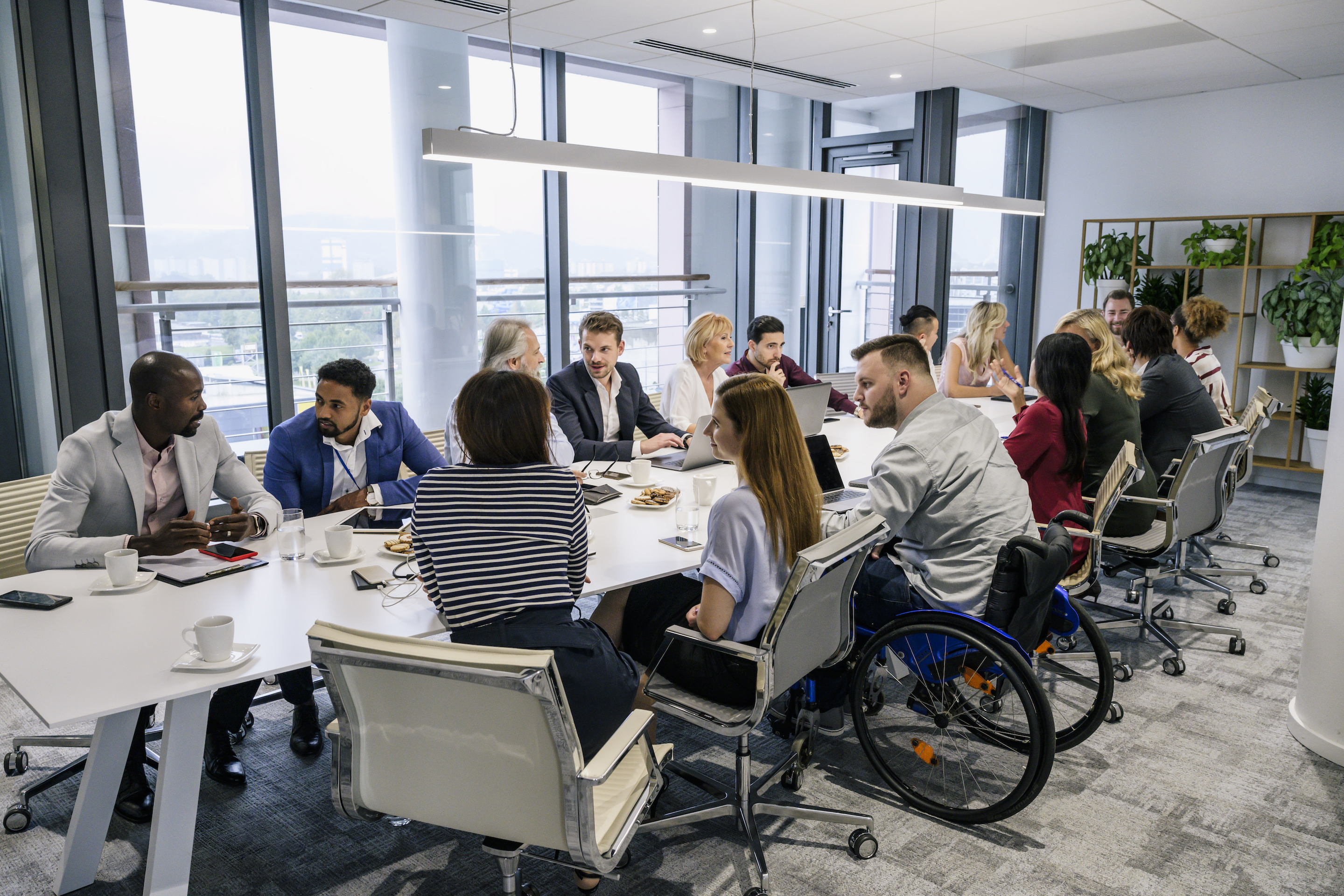 Cross-industry elite diverse meeting scene