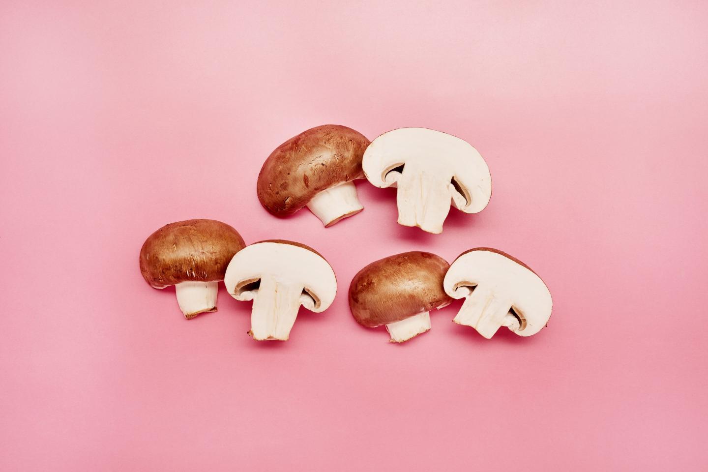 Photo of sliced brown champignon mushrooms