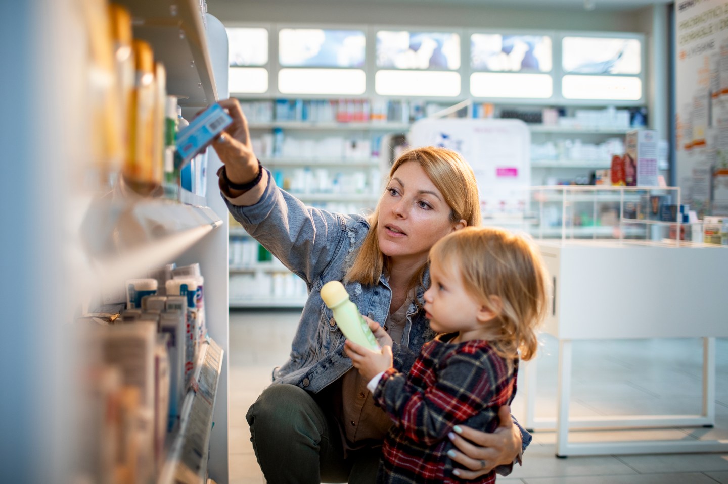 Mom and son at pharmacy