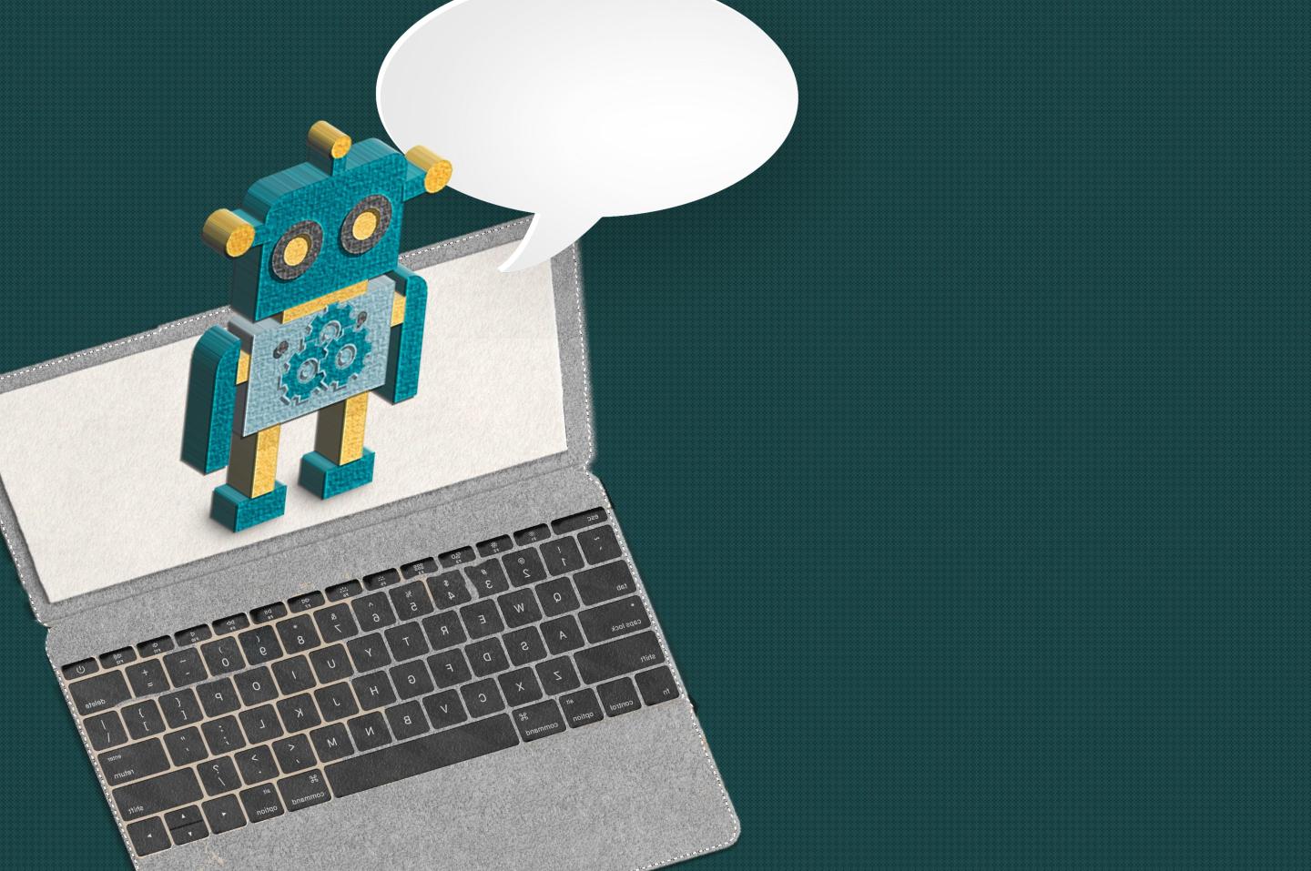 Robot on laptop screen