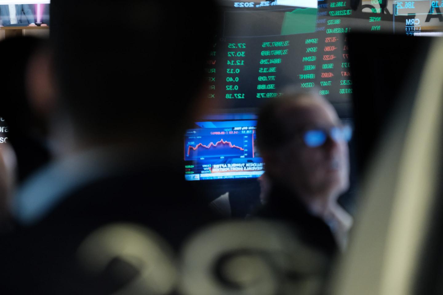 Traders work on the floor of the New York Stock Exchange on March 23, 2023 in New York City. 