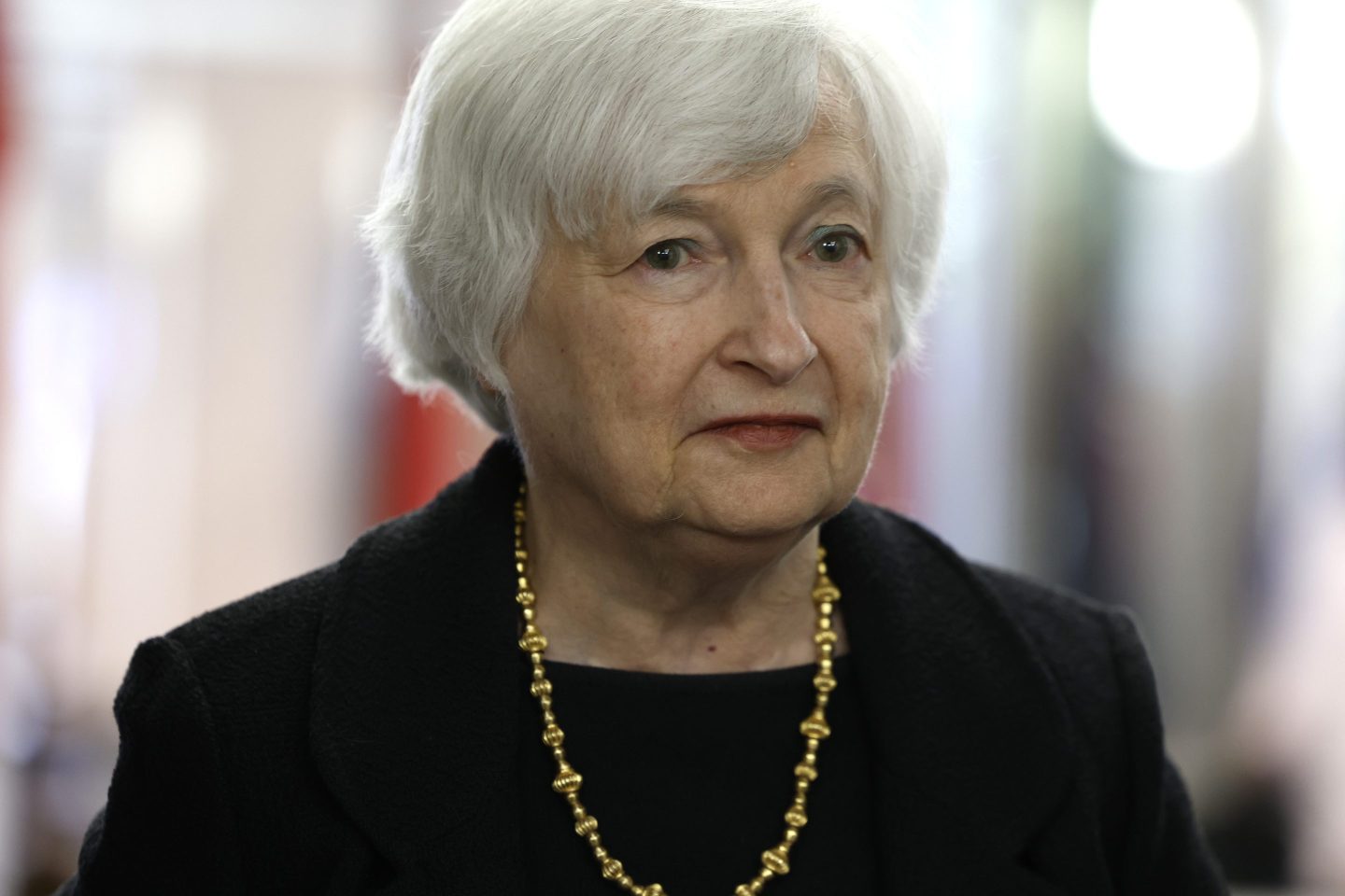 S. Secretary of the Treasury Janet Yellen arrives to deliver remarks at Johns Hopkins University’s School of Advanced International Studies (SAIS) on April 20, 2023 in Washington, DC.