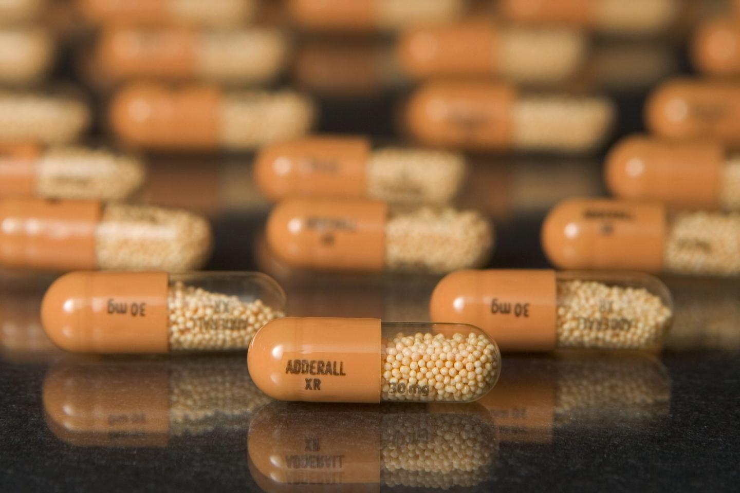30mg tablets of Shire Plc's Adderall XR are arranged in a Cambridge, Massachusetts pharmacy on Tuesday, August 15, 2006