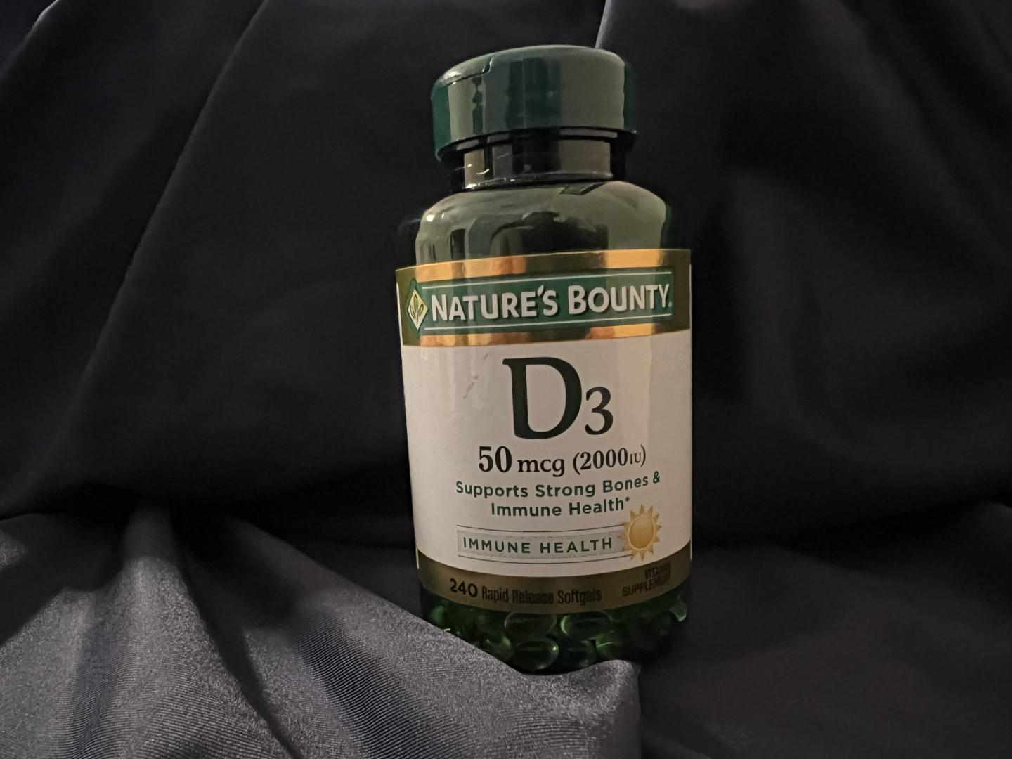 A bottle of Nature’s Bounty vitamin D