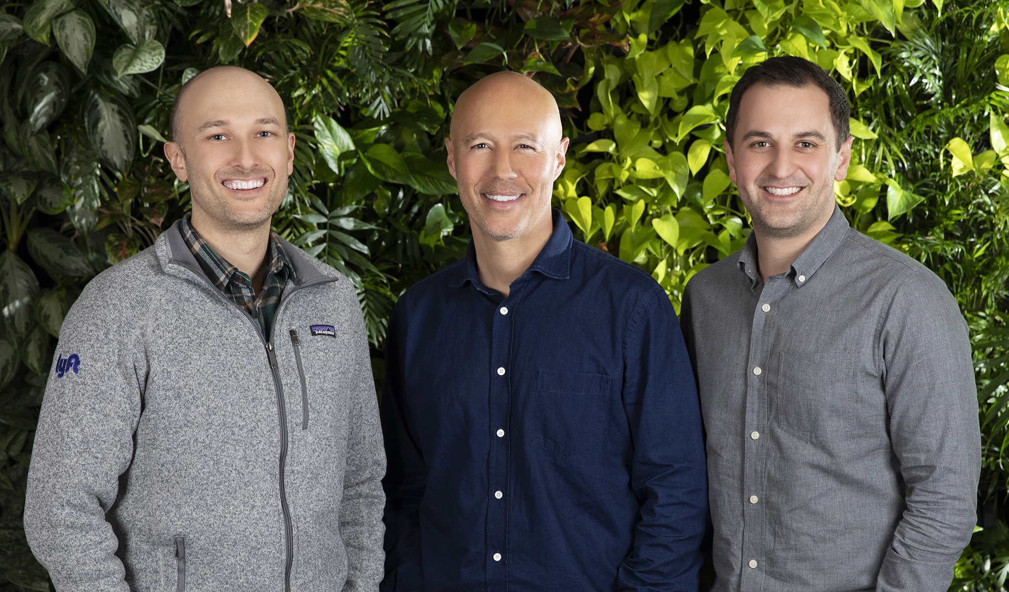 Lyft CEO David Risher (center) wants remote workers back in the office. Above he’s flanked by Lyft cofounders Logan Green (left) and John Zimmer.