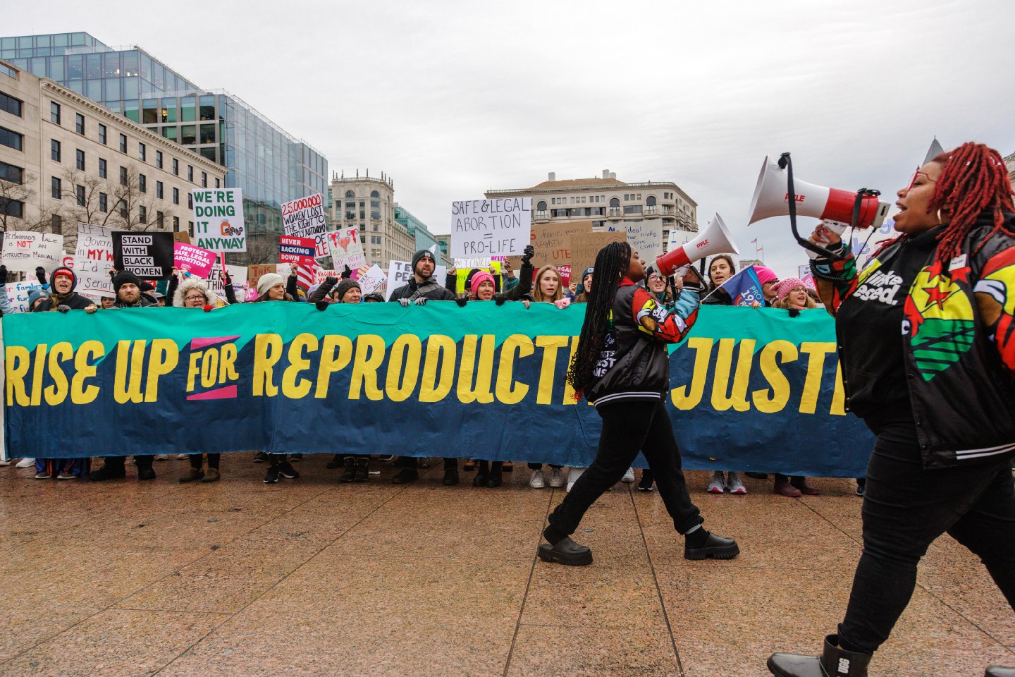 People gather for the Women's March in Washington, D.C. on January 22, 2023.