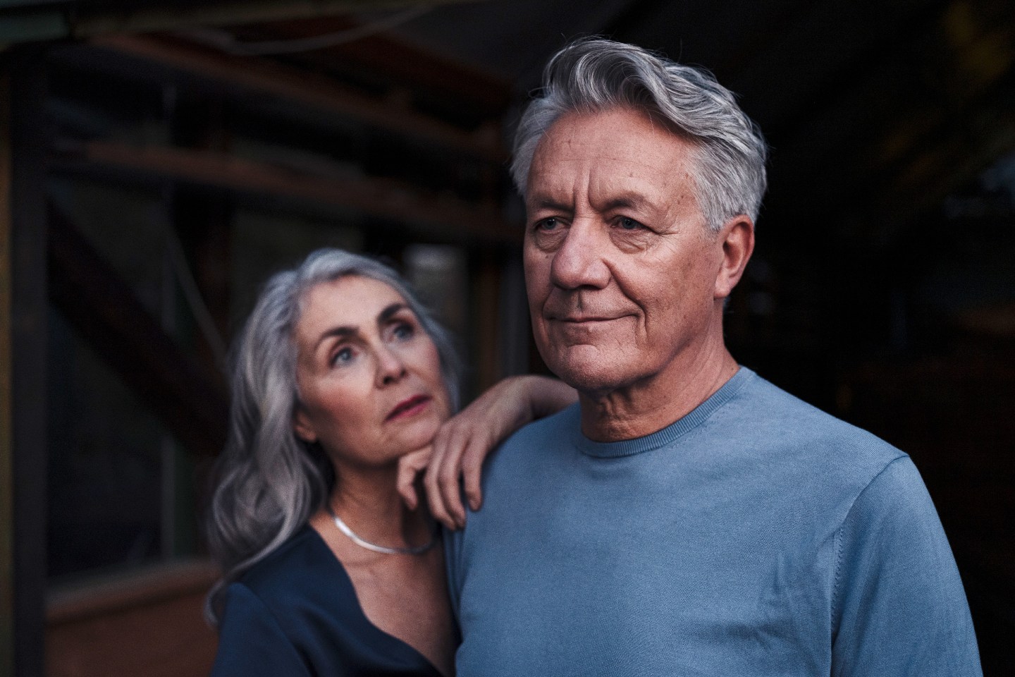 Portrait of mature woman looking at senior husband.