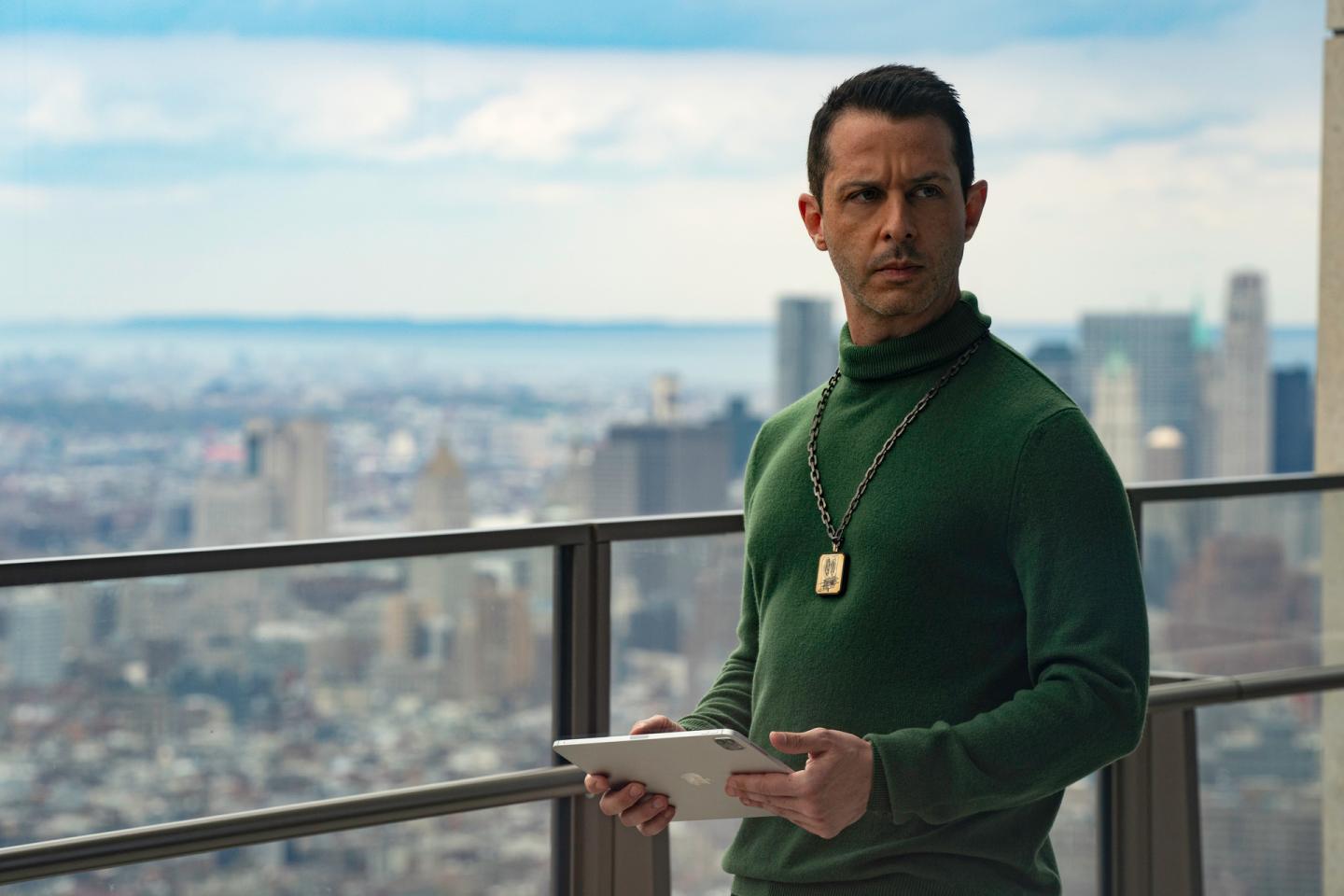 Kendall Roy, played by Jeremy Strong, on the terrace of the penthouse apartment that starred as his home in HBO's "Succession."