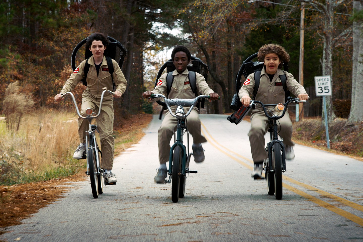 Finn Wolfhard, Caleb McLaughlin, and Gaten Matarazzo in "Stranger Things."