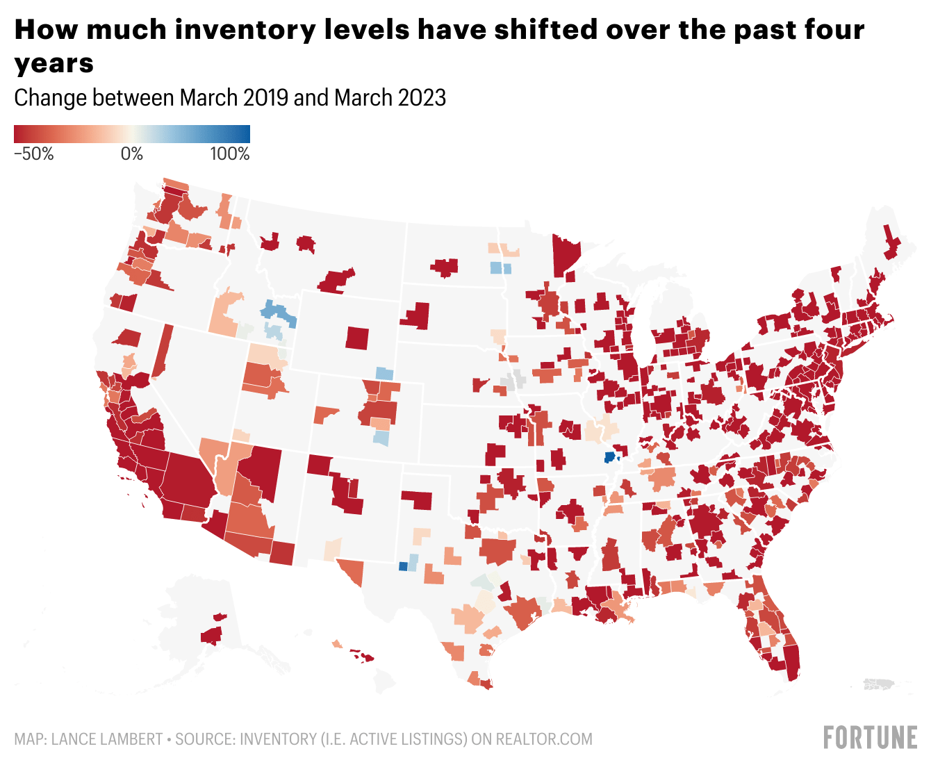 Chart showing U.S. housing inventory levels for the past four years.