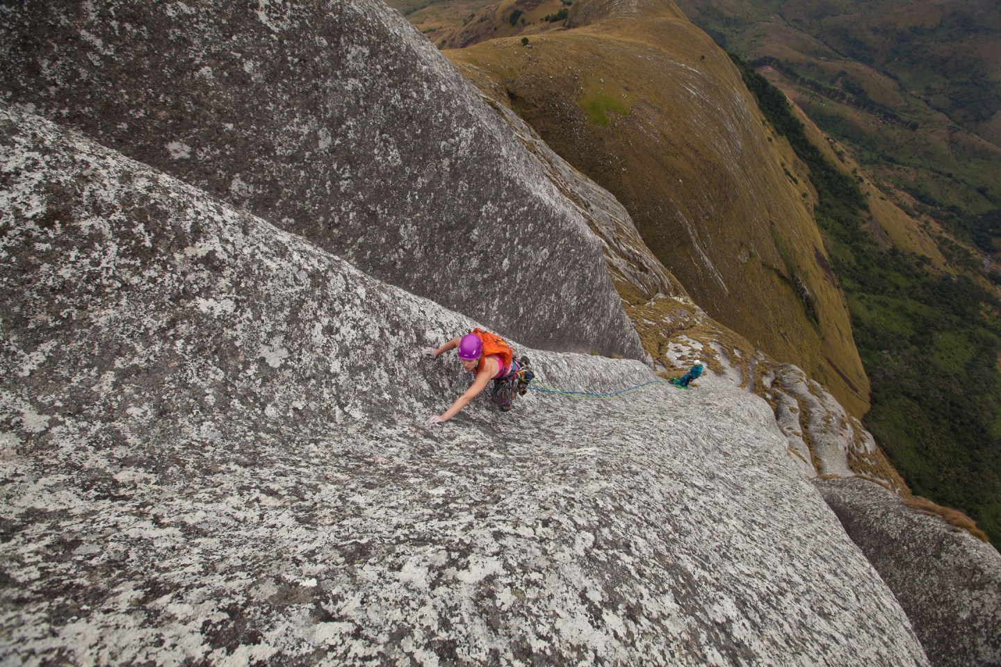 Majka Burhardt during the first ascent of the 2,000-foot face of Mount Namuli.