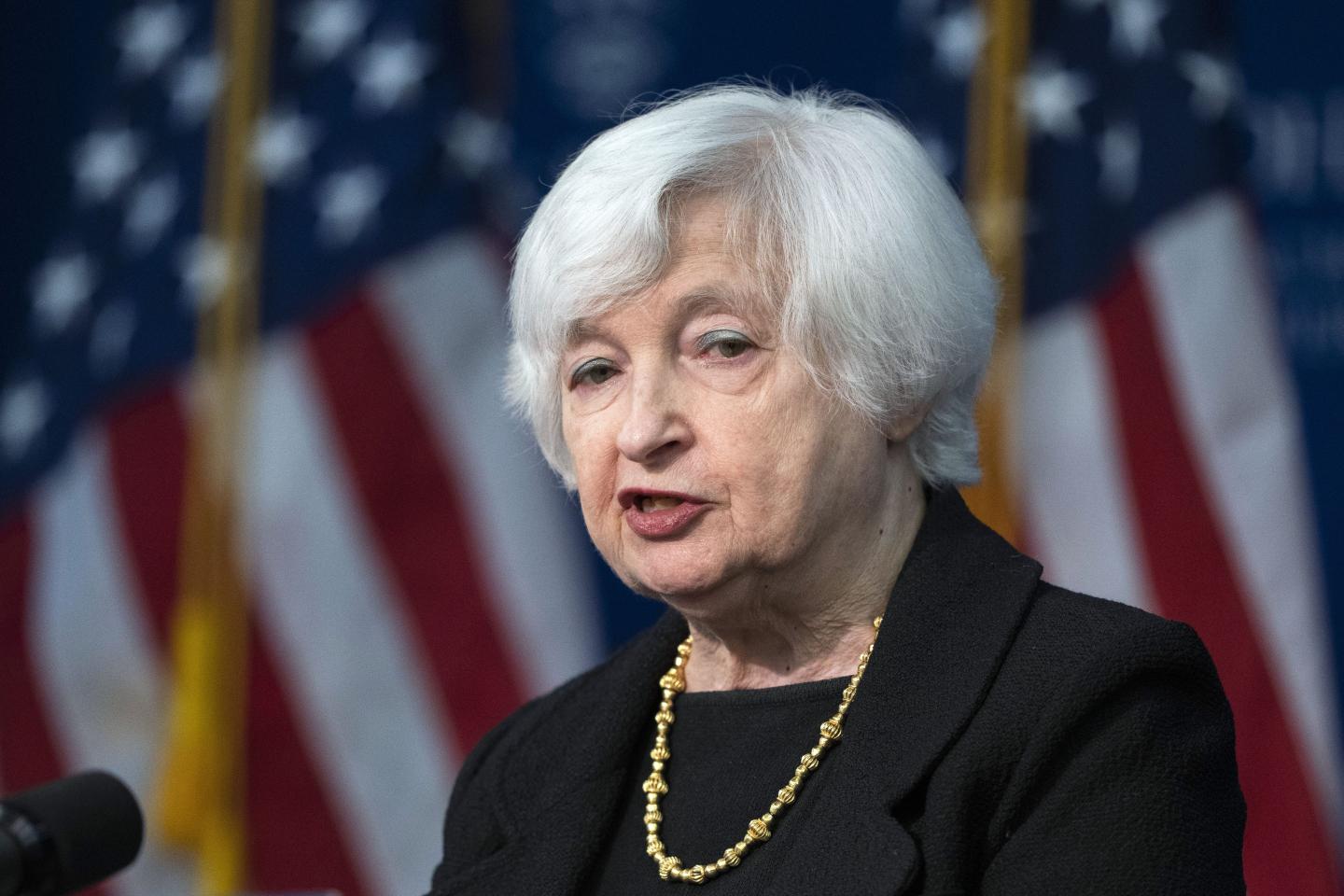 Treasury Secretary Janet Yellen speaks on the U.S.-China economic relationship at Johns Hopkins University School of Advanced International Studies, Thursday, April 20, 2023, in Washington.