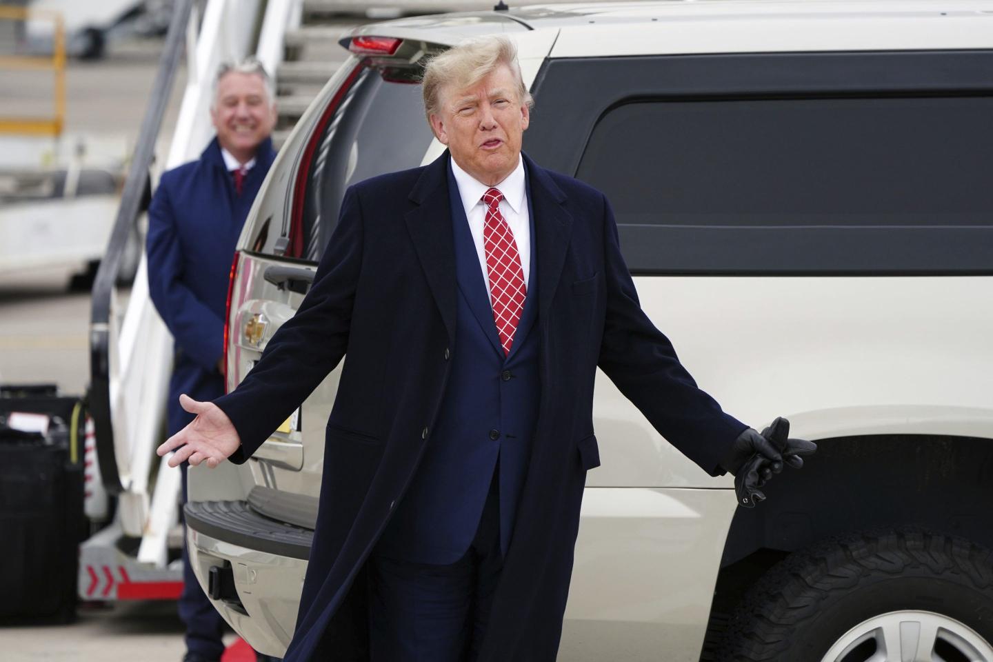 Trump is in Scotland to open a new golf course as a civil trial over rape accusations against him continues in the US