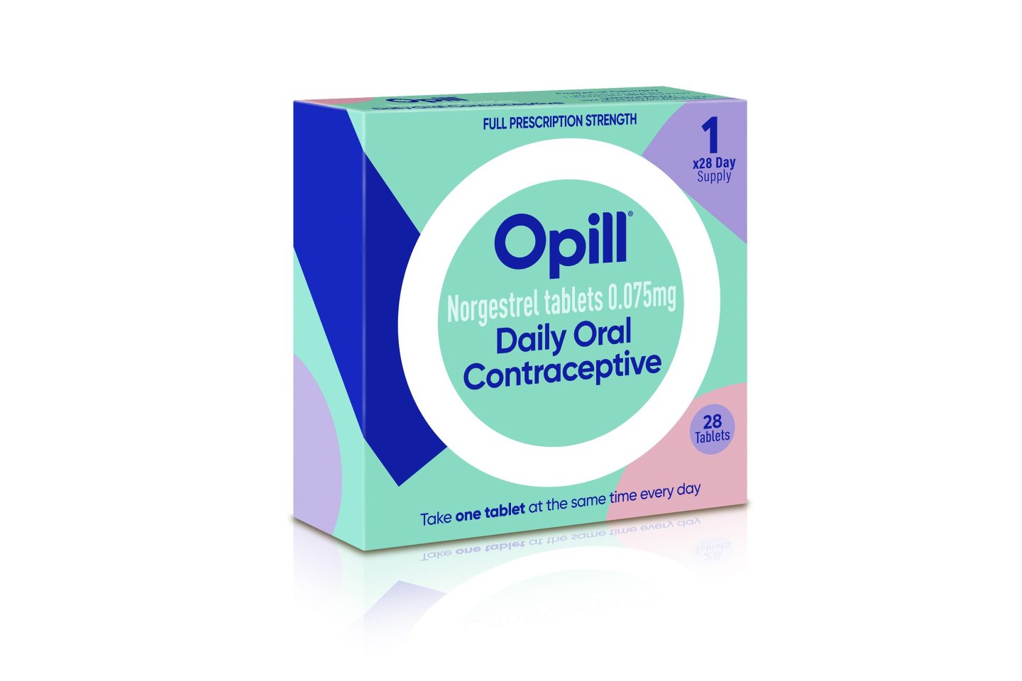 This illustration provided by Perrigo in May 2023, depicts proposed packaging for the company's birth control medication Opill. Federal health advisers said Wednesday, May 10, 2023, that the decades-old birth control pill should be sold without a prescription, paving the way for a likely U.S. approval of the first over-the-counter contraceptive medication.