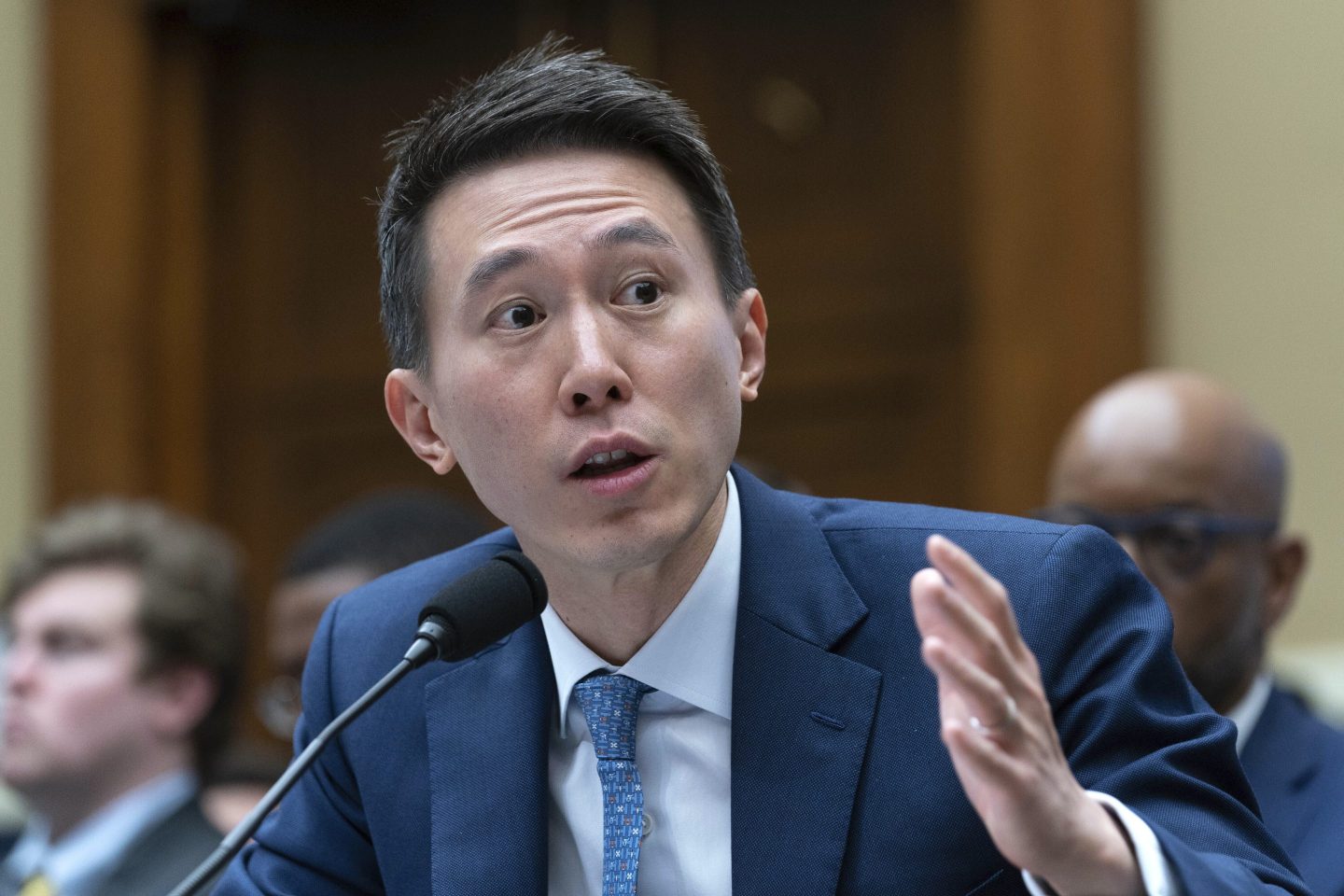 TikTok CEO Shou Zi Chew testifies during a hearing of the House Energy and Commerce Committee, on the platform's consumer privacy and data security practices and impact on children, on March 23, 2023, on Capitol Hill in Washington.