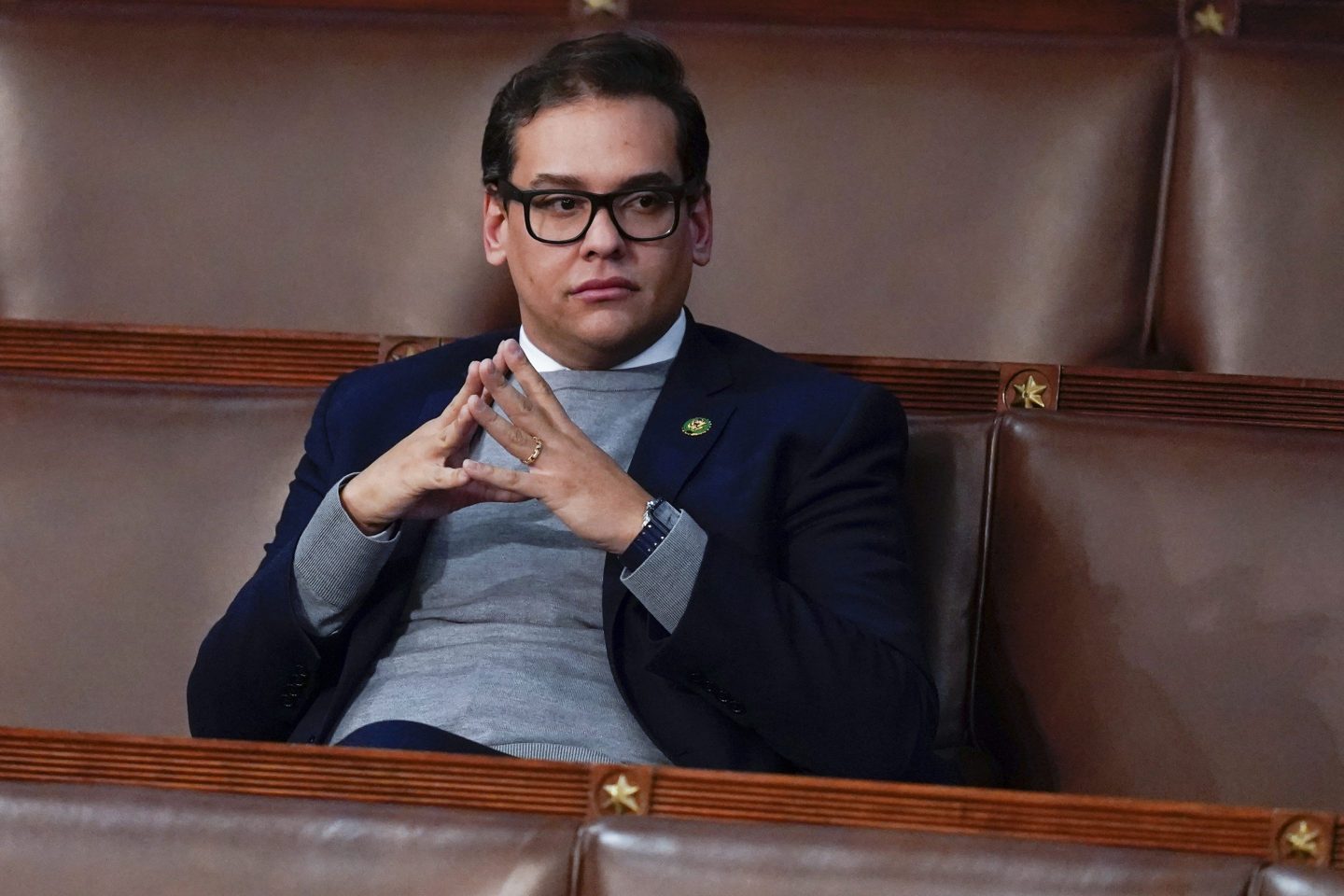Rep. George Santos, R-N.Y., waits for the start of a session in the House chamber as the House meets for the fourth day to elect a speaker and convene the 118th Congress in Washington, Jan. 6, 2023.