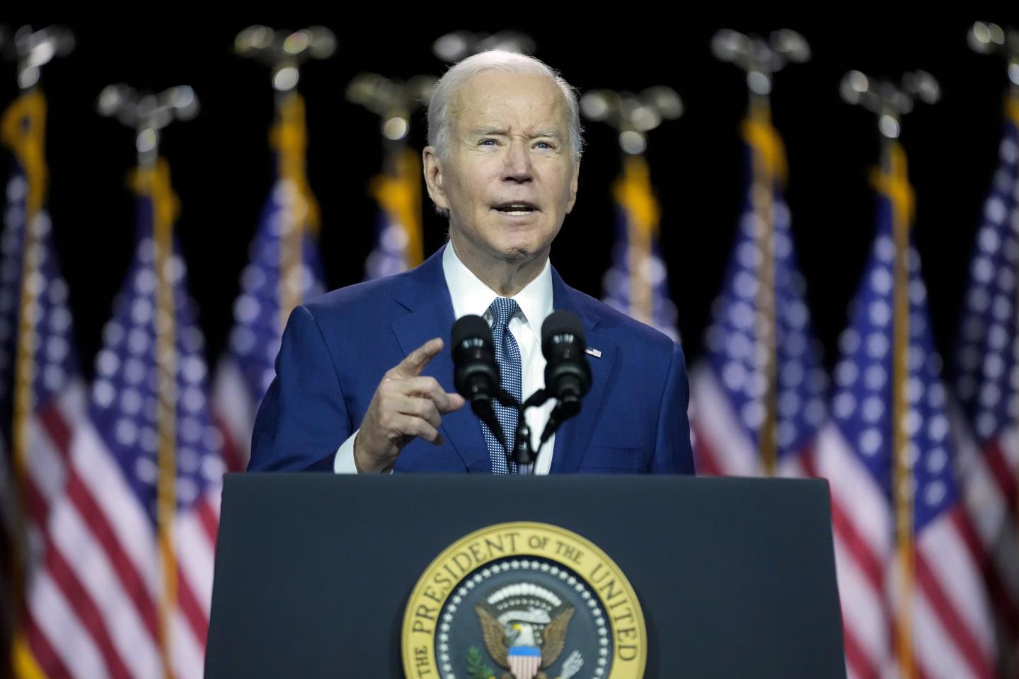 President Joe Biden speaks on the debt limit during an event at SUNY Westchester Community College, May 10, 2023, in Valhalla, N.Y. 